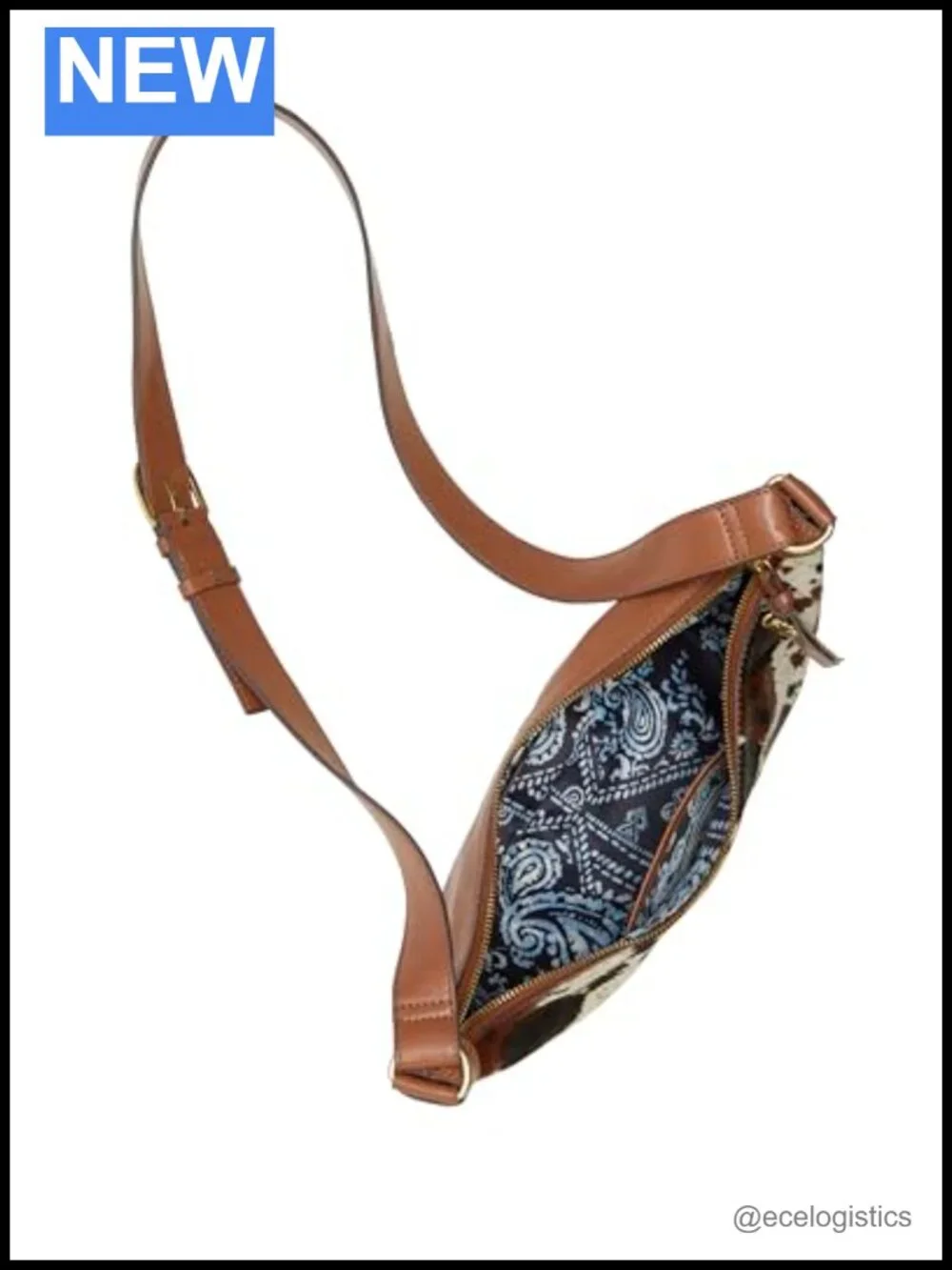 Lucky Brand Emma Haircalf Crossbody Hobo Bag Leather